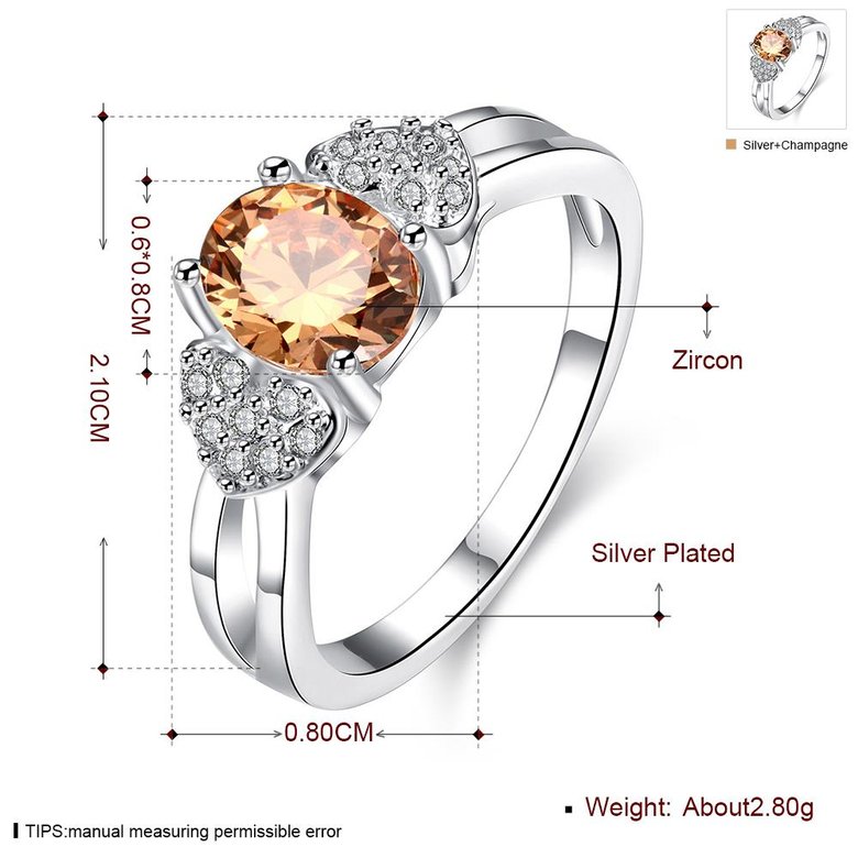 Wholesale silver plated rings from China for Lady Romantic oval Shiny yellow Zircon Banquet Holiday Party wedding jewelry TGSPR220 4