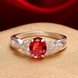 Wholesale silver plated rings from China for Lady Romantic oval Shiny red Zircon Banquet Holiday Party wedding jewelry TGSPR228 2 small