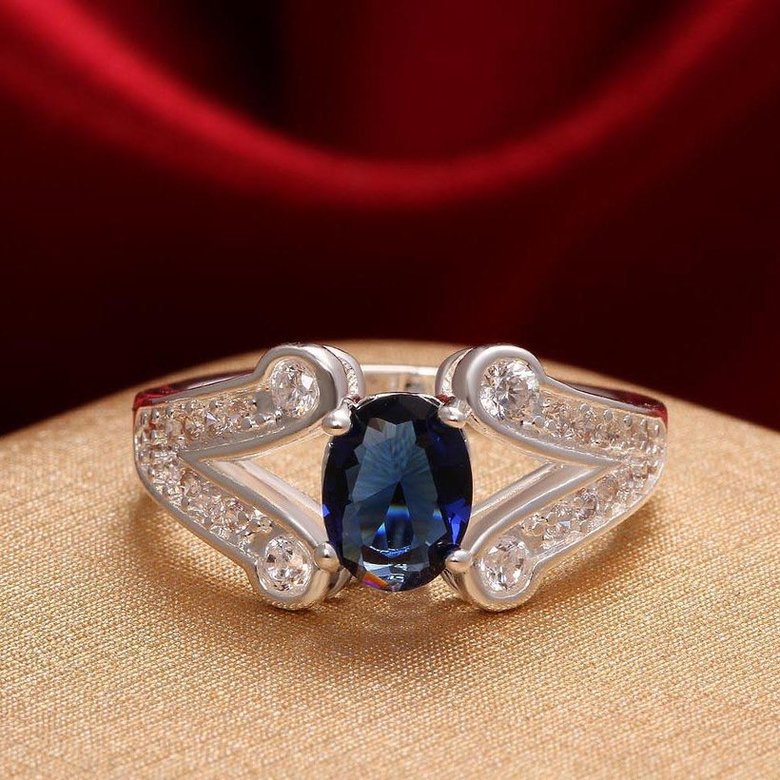 Wholesale rings from China for Lady Romantic oval Shiny blue Zircon ring Banquet Holiday Party Christmas wedding jewelry TGSPR249 2