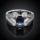Wholesale rings from China for Lady Romantic oval Shiny blue Zircon ring Banquet Holiday Party Christmas wedding jewelry TGSPR249 3 small