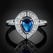 Wholesale Romantic Elegant drops of blue CZ hearted Ring Wedding Engagement Rings For Women blue Quartz Diamond Ring  TGSPR009 0 small