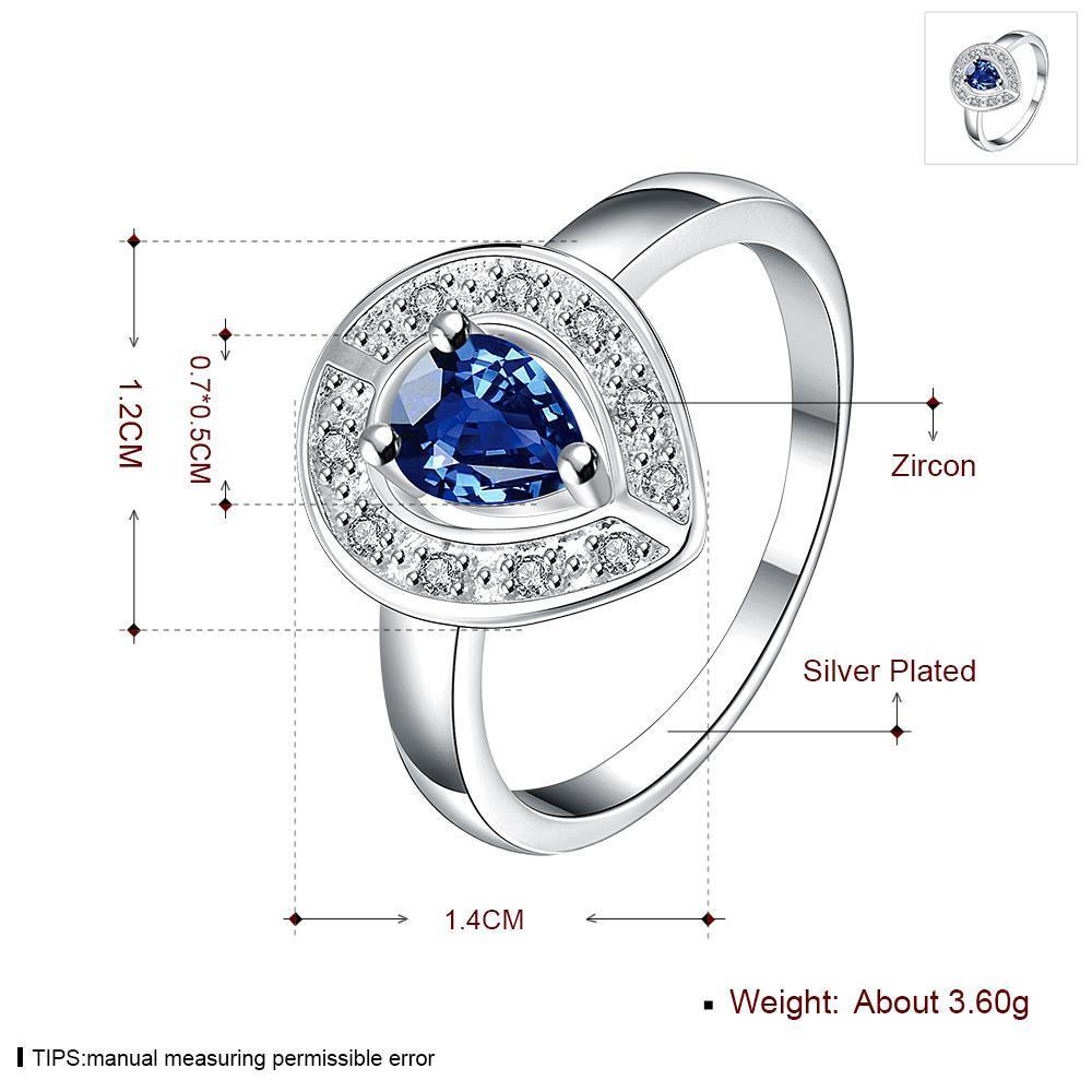 Wholesale Romantic Elegant drops of blue CZ hearted Ring Wedding Engagement Rings For Women blue Quartz Diamond Ring  TGSPR009 2