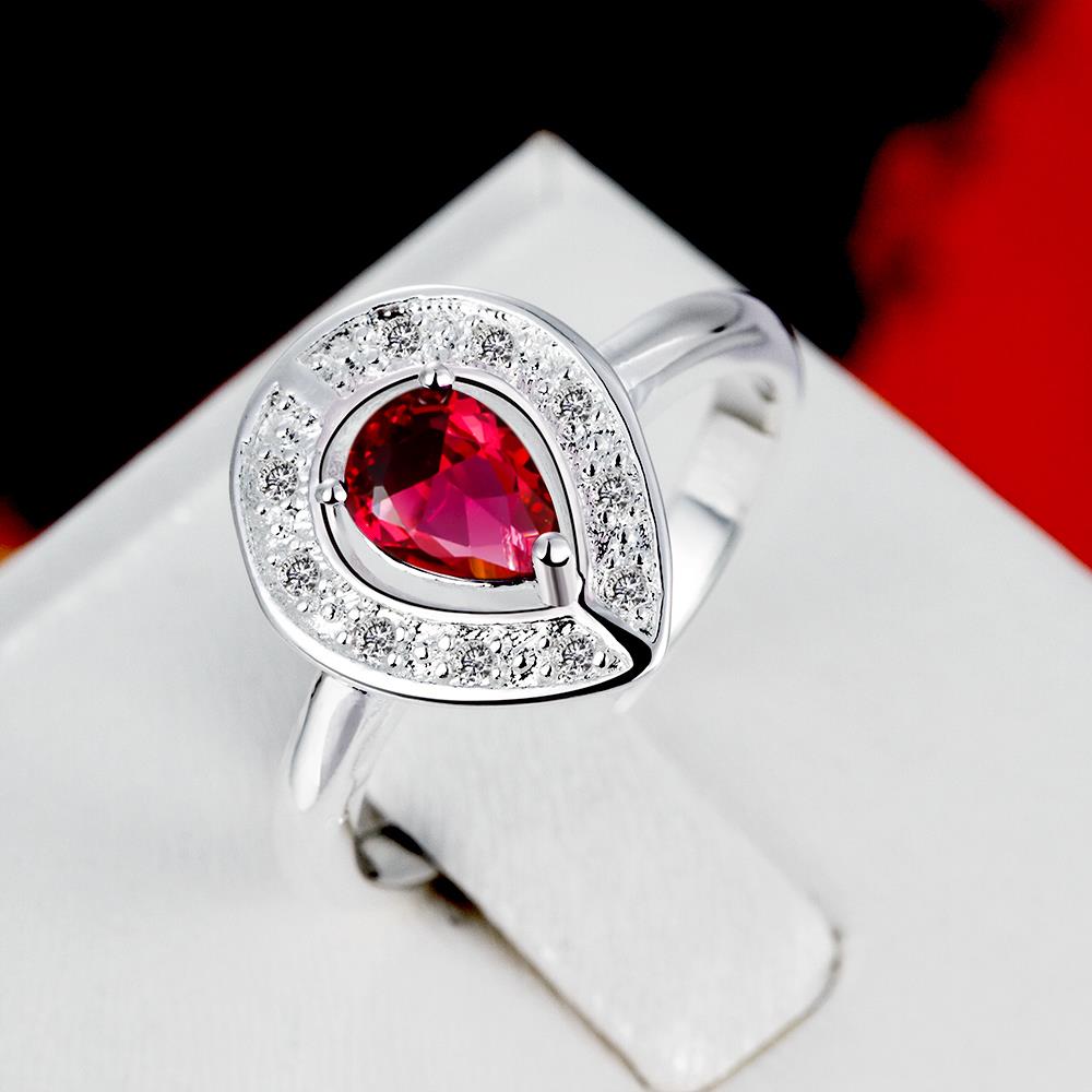 Wholesale rings Classic Big red Crystal Heart Rings For Women Girls Romantic Engagement Wedding Jewelry Birthday Gifts TGSPR273 3