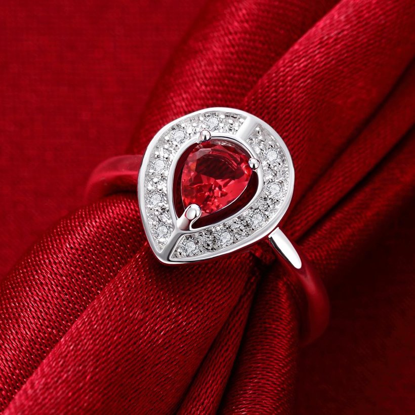 Wholesale rings Classic Big red Crystal Heart Rings For Women Girls Romantic Engagement Wedding Jewelry Birthday Gifts TGSPR273 4