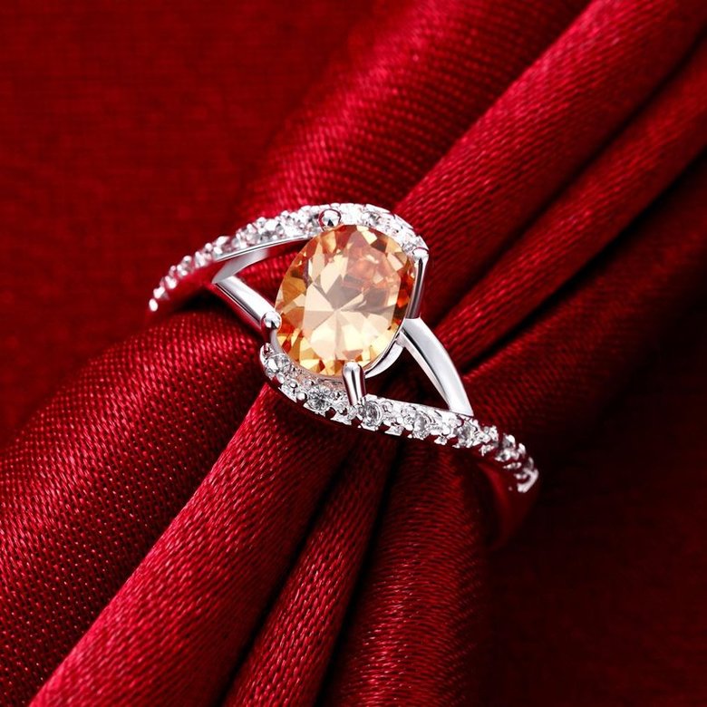 Wholesale Hot sale Trendy rings from China for Lady Romantic oval Shiny yellow Zircon Banquet Holiday Party Christmas wedding jewelry TGSPR292 0