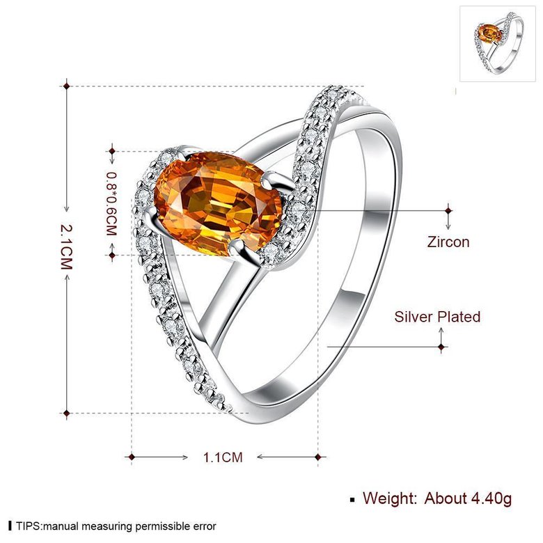 Wholesale Hot sale Trendy rings from China for Lady Romantic oval Shiny yellow Zircon Banquet Holiday Party Christmas wedding jewelry TGSPR292 1