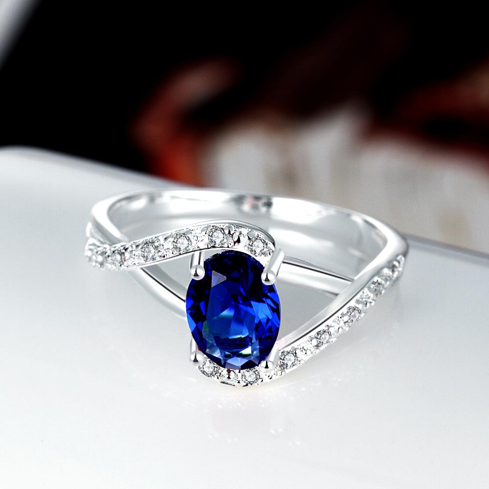 Wholesale Hot sale Trendy rings from China for Lady Romantic oval Shiny blue Zircon Banquet Holiday Party Christmas wedding jewelry TGSPR297 0