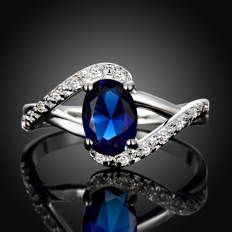 Wholesale Hot sale Trendy rings from China for Lady Romantic oval Shiny blue Zircon Banquet Holiday Party Christmas wedding jewelry TGSPR297 2
