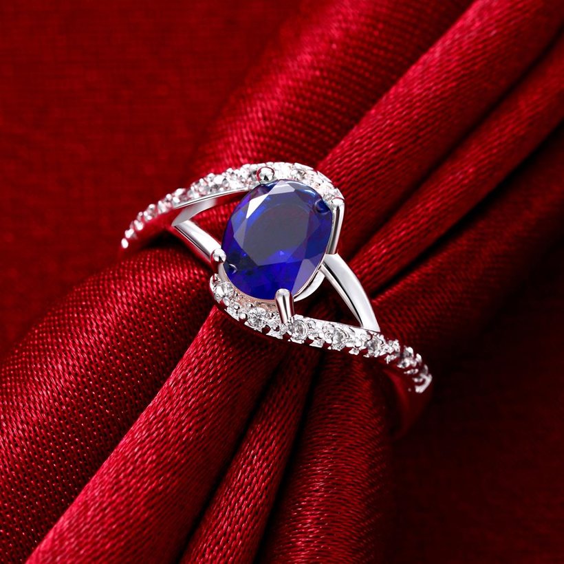 Wholesale Hot sale Trendy rings from China for Lady Romantic oval Shiny blue Zircon Banquet Holiday Party Christmas wedding jewelry TGSPR297 3