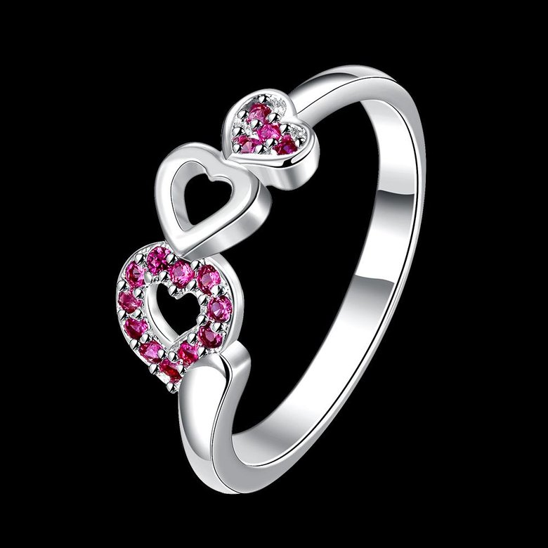 Wholesale Cheap Simple Heart in heart Ring For Women Cute Rings Romantic Birthday Gift For Girlfriend Fashion red Zircon Stone Jewelry TGSPR307 0