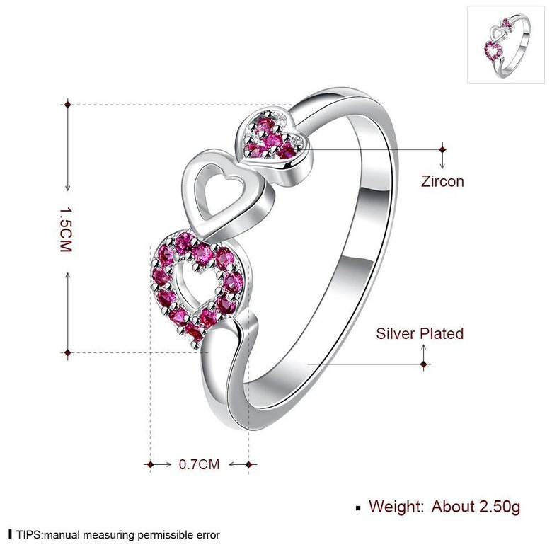 Wholesale Cheap Simple Heart in heart Ring For Women Cute Rings Romantic Birthday Gift For Girlfriend Fashion red Zircon Stone Jewelry TGSPR307 1