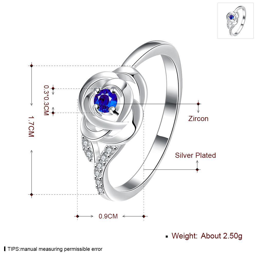 Wholesale rings from China for Lady Romantic oval Shiny blue Zircon rose ring Banquet Holiday Party Christmas wedding jewelry TGSPR330 0