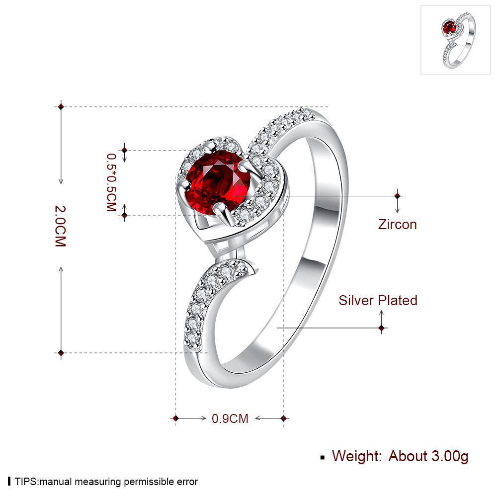 Wholesale New style silver plated rings Luxury Love Heart Ring Red Zircon Drop shipping Jewelry Saint Valentine's Day Girlfriend Gifts TGSPR344 2