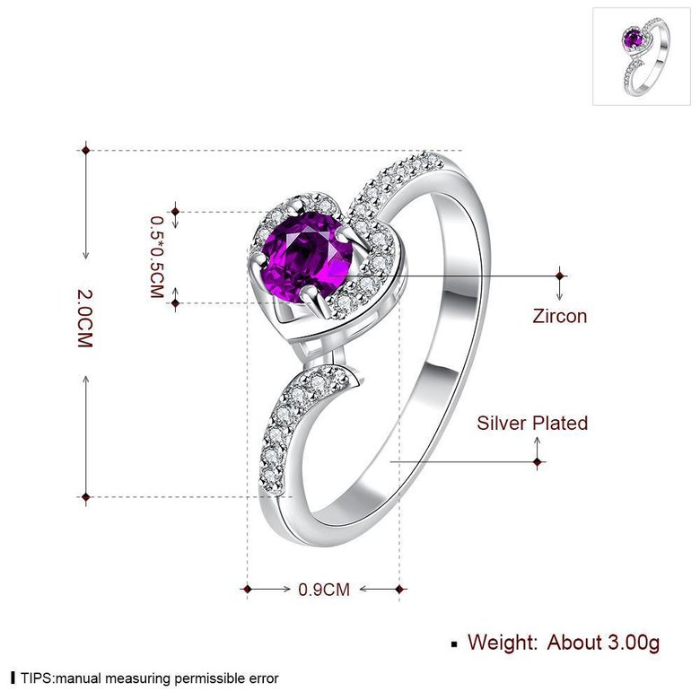 Wholesale New style silver plated rings Luxury Love Heart Ring purple Zircon Drop shipping Jewelry Saint Valentine's Day Girlfriend Gifts TGSPR352 0