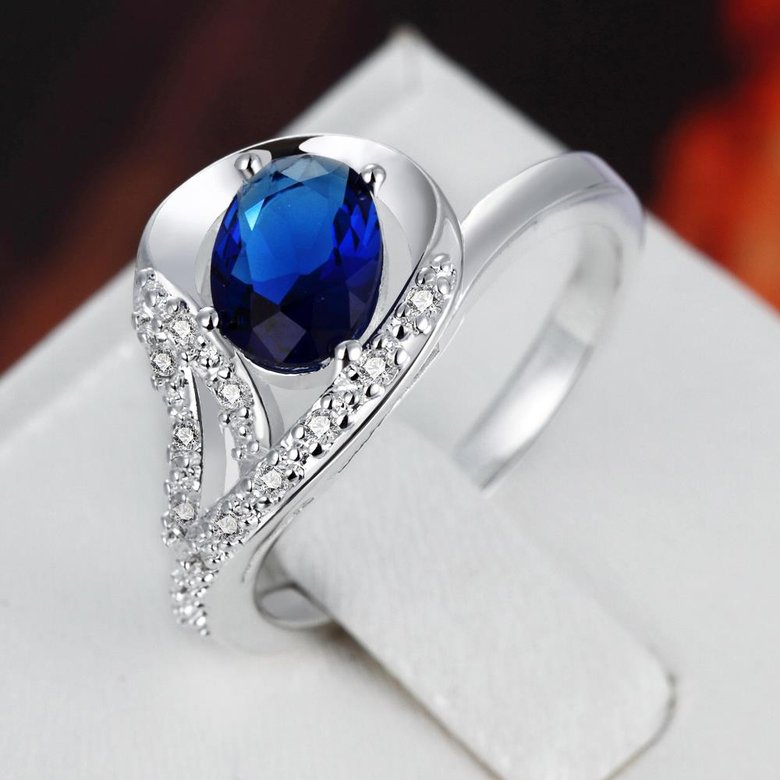 Wholesale Fashion Women's Rings With Oval Cut 5A blue Zircon Ring banquet Wedding valentine's Gifts  TGSPR420 0