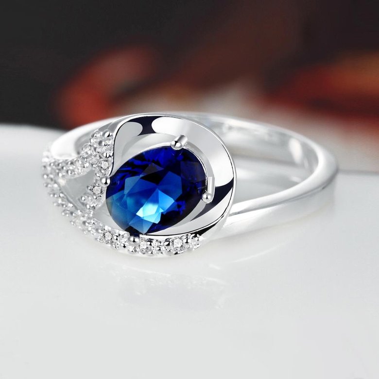 Wholesale Fashion Women's Rings With Oval Cut 5A blue Zircon Ring banquet Wedding valentine's Gifts  TGSPR420 1