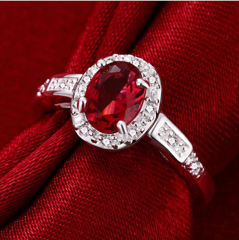 Wholesale Hot selling Women's Rings With Oval Cut AAA red Zircon Ring banquet Wedding Gifts TGSPR430 1
