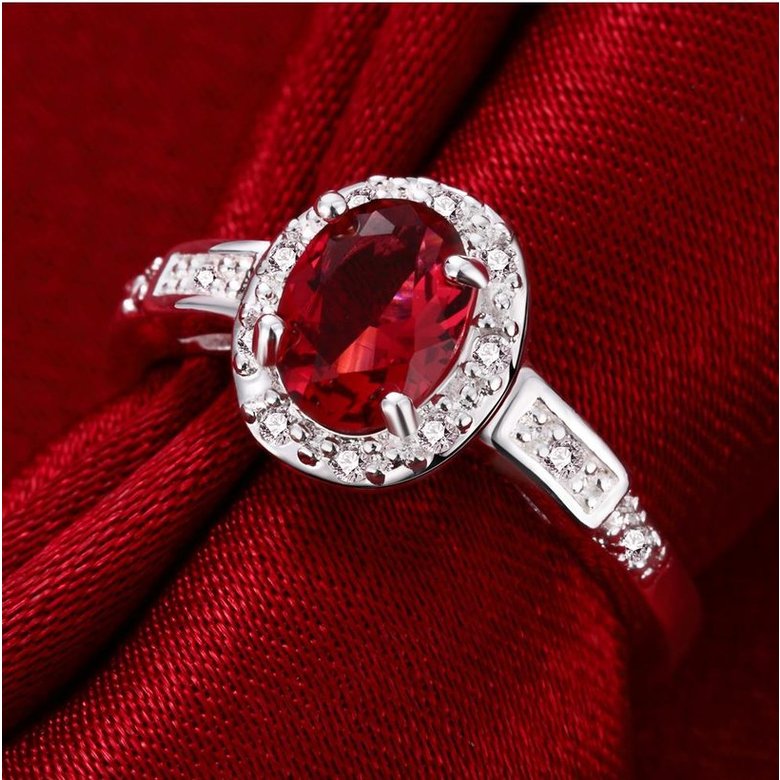 Wholesale Hot selling Women's Rings With Oval Cut AAA red Zircon Ring banquet Wedding Gifts TGSPR430 1