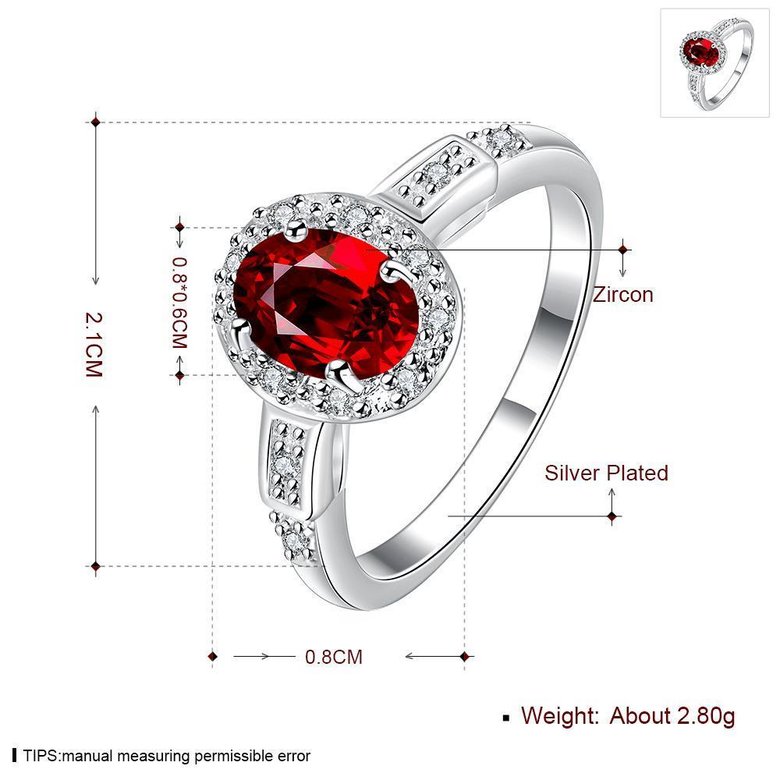 Wholesale Hot selling Women's Rings With Oval Cut AAA red Zircon Ring banquet Wedding Gifts TGSPR430 2