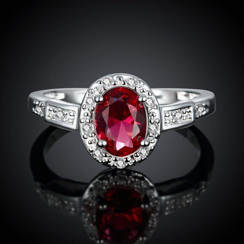 Wholesale Hot selling Women's Rings With Oval Cut AAA red Zircon Ring banquet Wedding Gifts TGSPR430 3