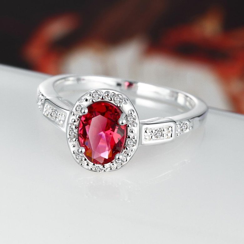 Wholesale Hot selling Women's Rings With Oval Cut AAA red Zircon Ring banquet Wedding Gifts TGSPR430 4
