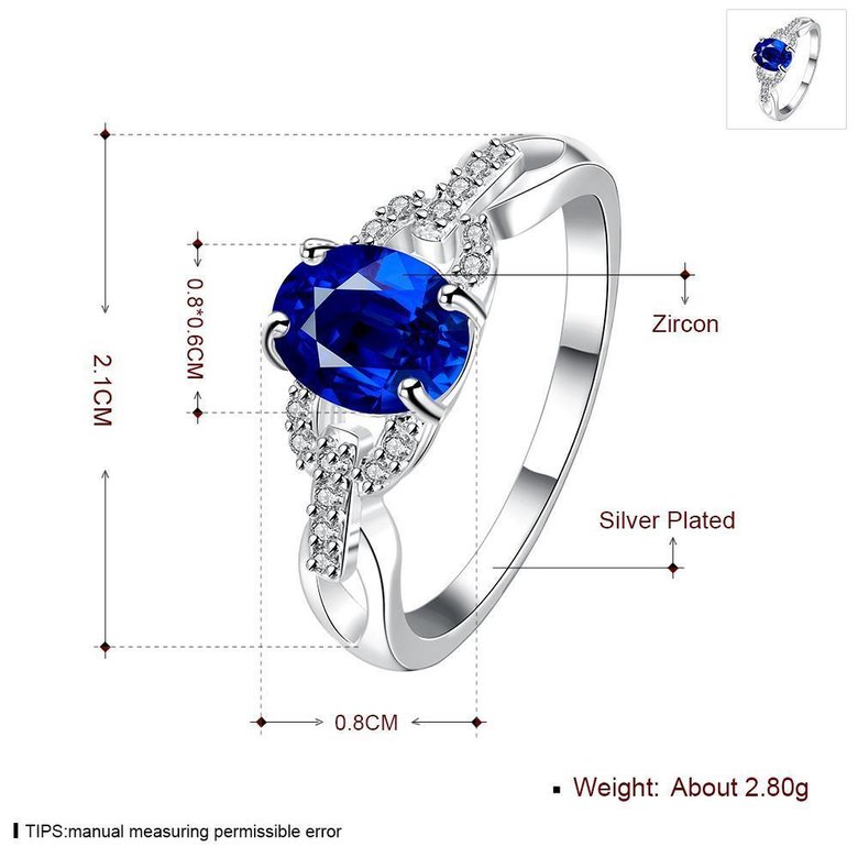 Wholesale Hot selling classic Women's Rings With Oval Cut AAA blue Zircon Ring banquet Wedding Gifts TGSPR433 0