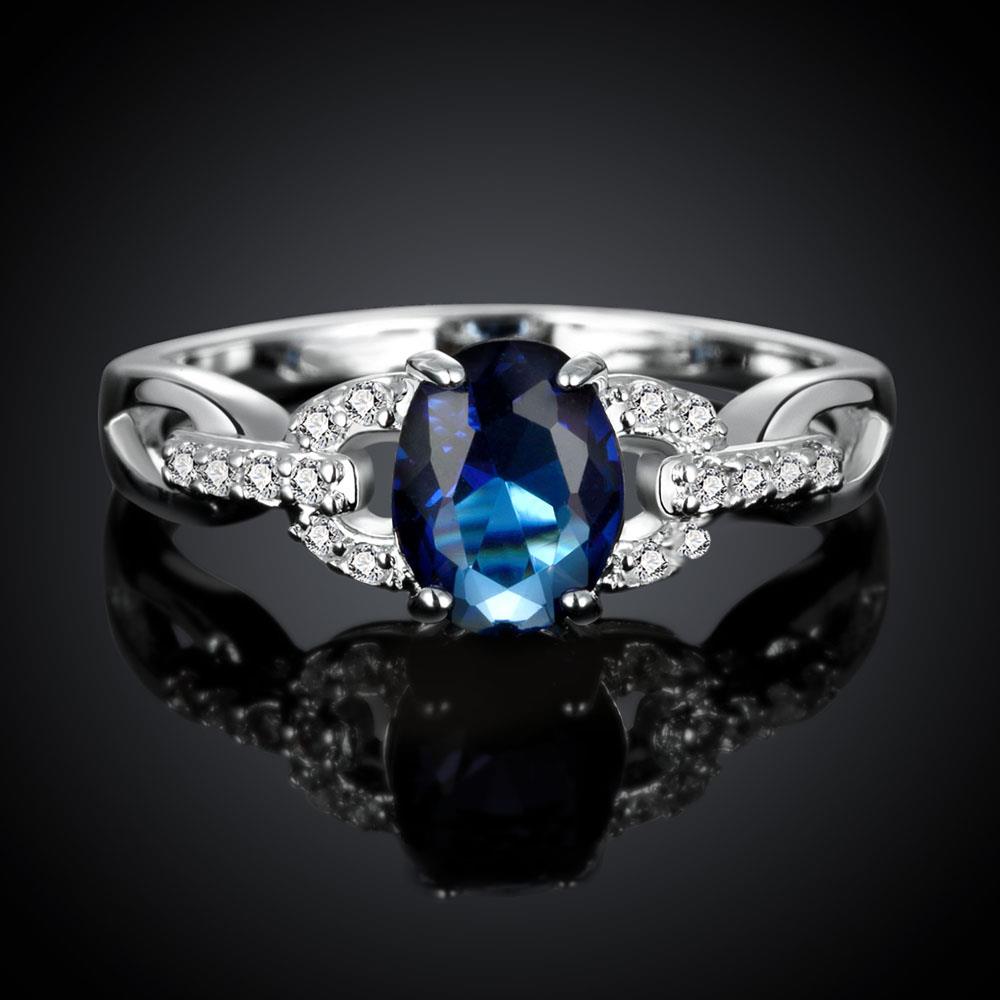 Wholesale Hot selling classic Women's Rings With Oval Cut AAA blue Zircon Ring banquet Wedding Gifts TGSPR433 1