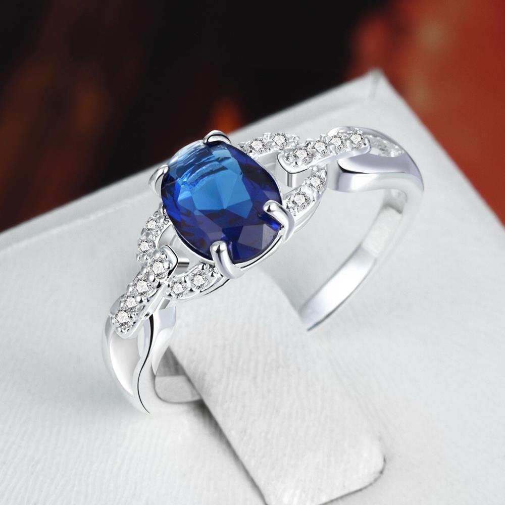 Wholesale Hot selling classic Women's Rings With Oval Cut AAA blue Zircon Ring banquet Wedding Gifts TGSPR433 3
