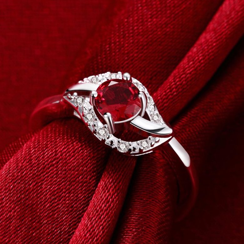 Wholesale Fashion Women's Rings With leaf shap inlay Oval Cut 5A red Zircon Ring banquet Wedding valentine's Gifts  TGSPR435 2