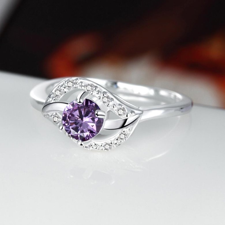 Wholesale Fashion Women's Rings With leaf shap inlay Oval Cut 5A purple Zircon Ring banquet Wedding valentine's Gifts  TGSPR439 0