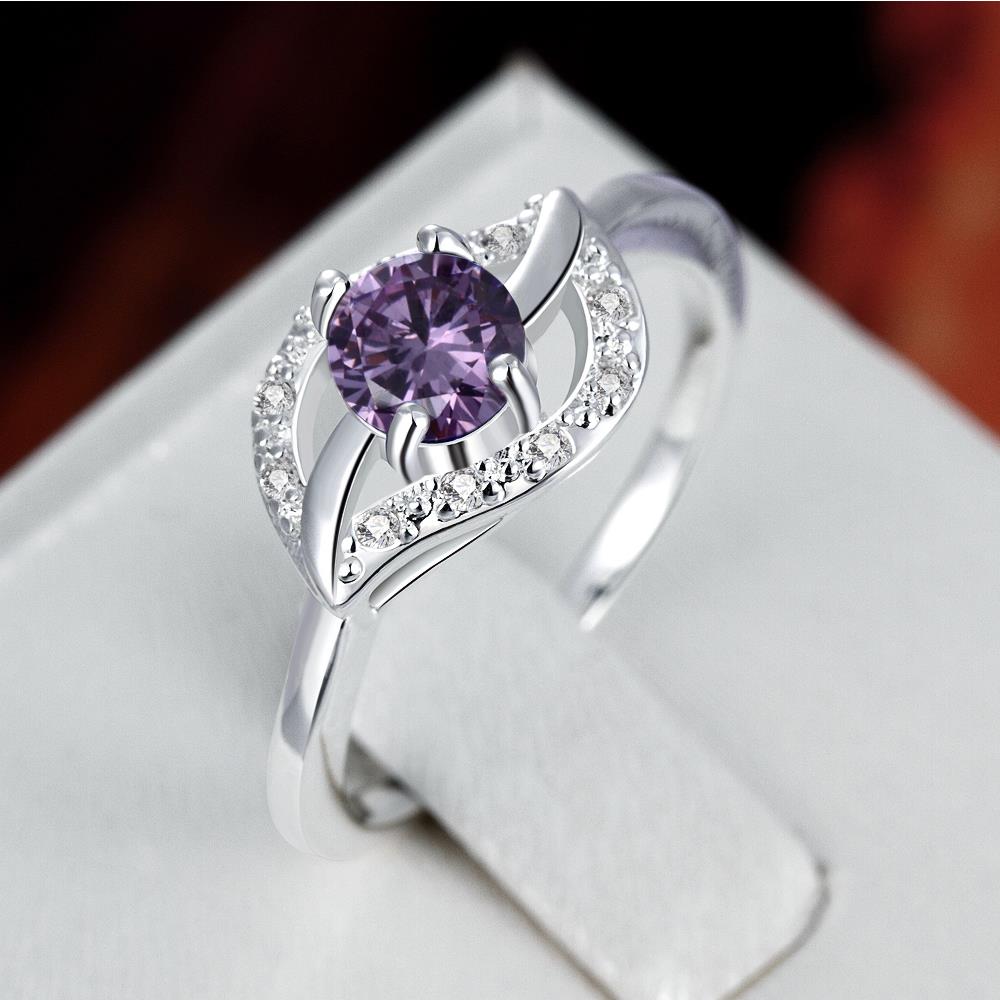 Wholesale Fashion Women's Rings With leaf shap inlay Oval Cut 5A purple Zircon Ring banquet Wedding valentine's Gifts  TGSPR439 1