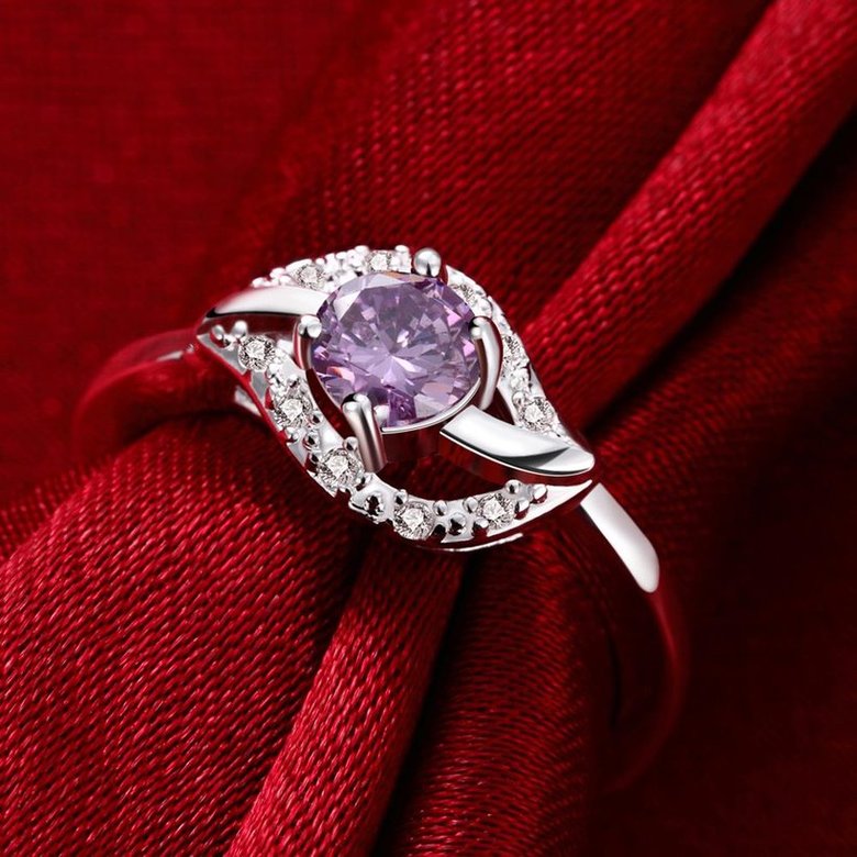 Wholesale Fashion Women's Rings With leaf shap inlay Oval Cut 5A purple Zircon Ring banquet Wedding valentine's Gifts  TGSPR439 2