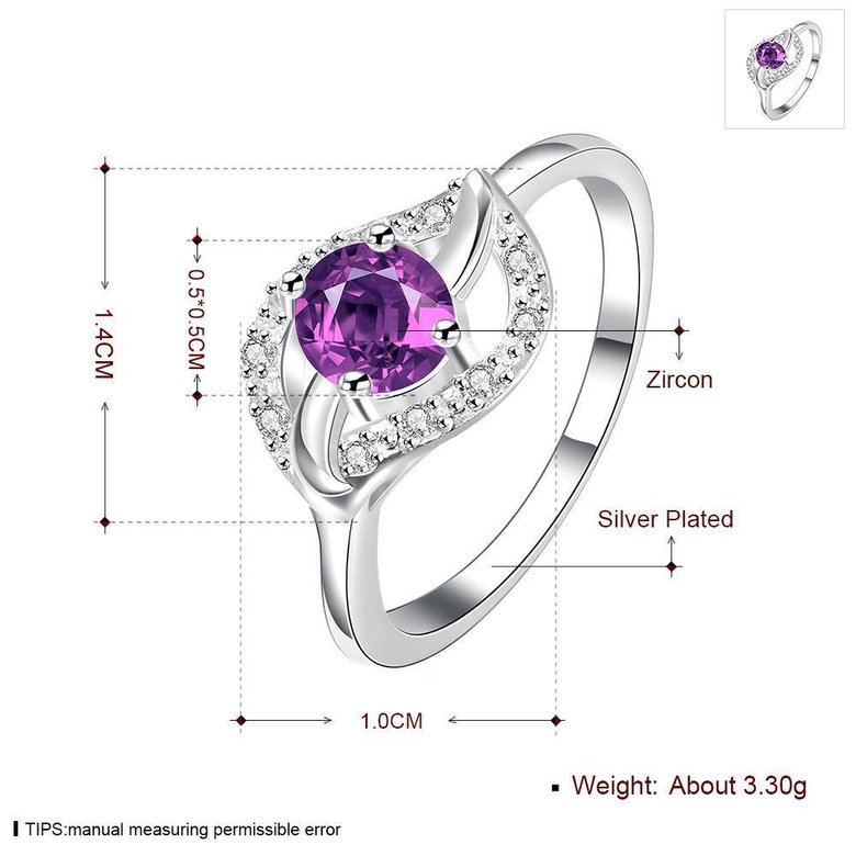 Wholesale Fashion Women's Rings With leaf shap inlay Oval Cut 5A purple Zircon Ring banquet Wedding valentine's Gifts  TGSPR439 3