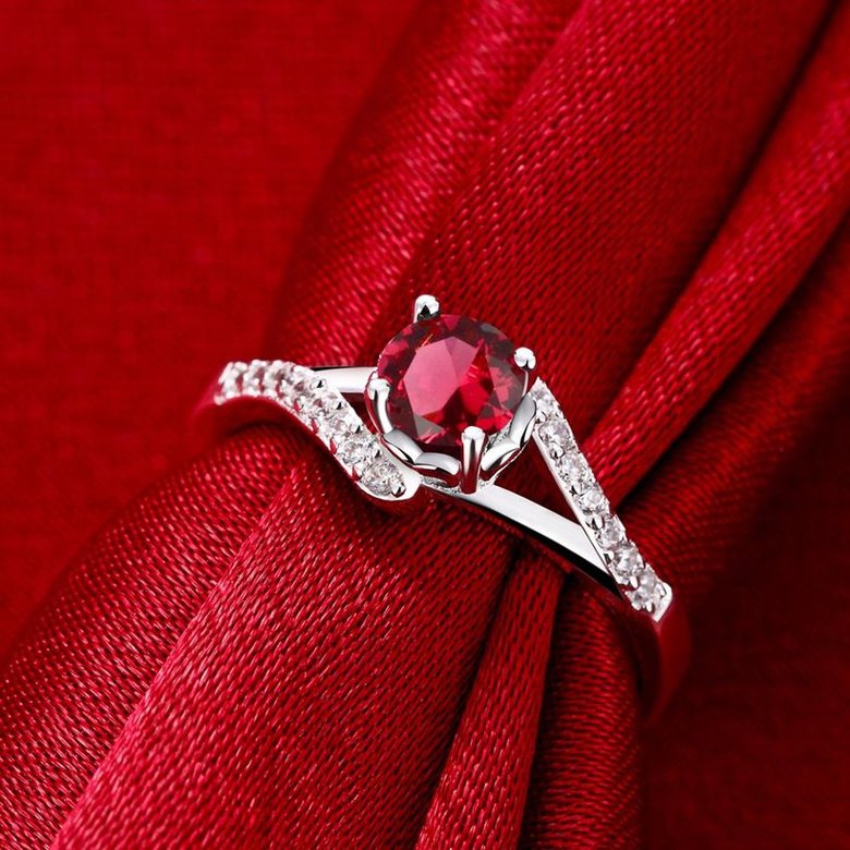 Wholesale Fashion Female Ring from China Jewelry Red Round Circle Zircon Rings for Women Girl Jewelry Girlfriend Birthday Gift TGSPR443 0