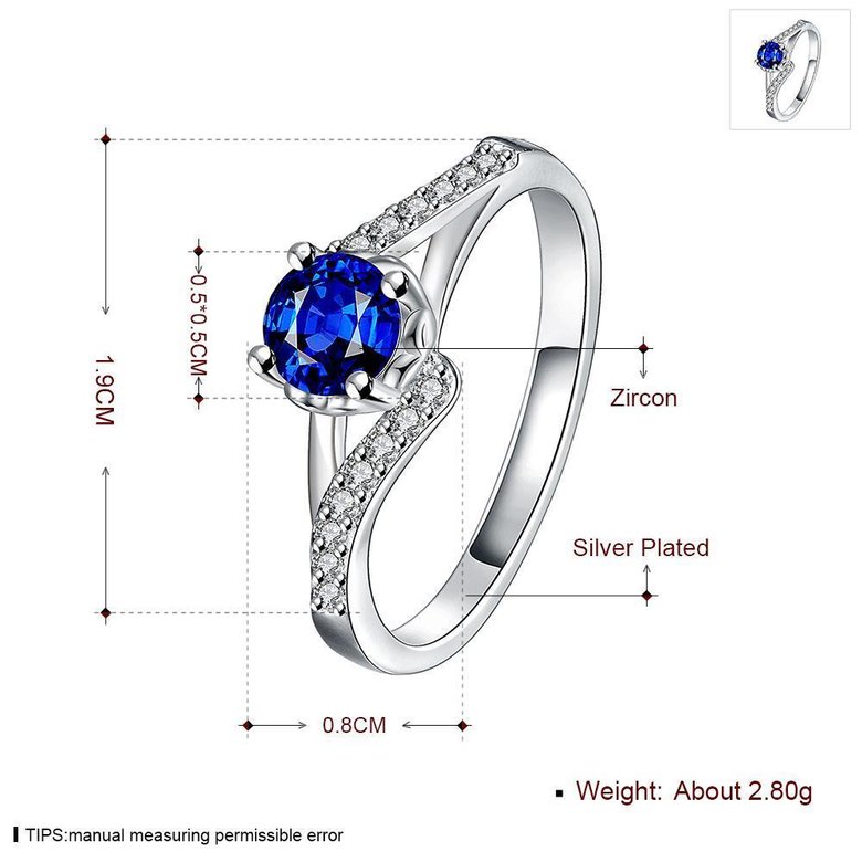 Wholesale Fashion Female Ring from China Jewelry blue Round Circle Zircon Rings for Women Girl Jewelry Girlfriend Birthday Gift TGSPR445 0