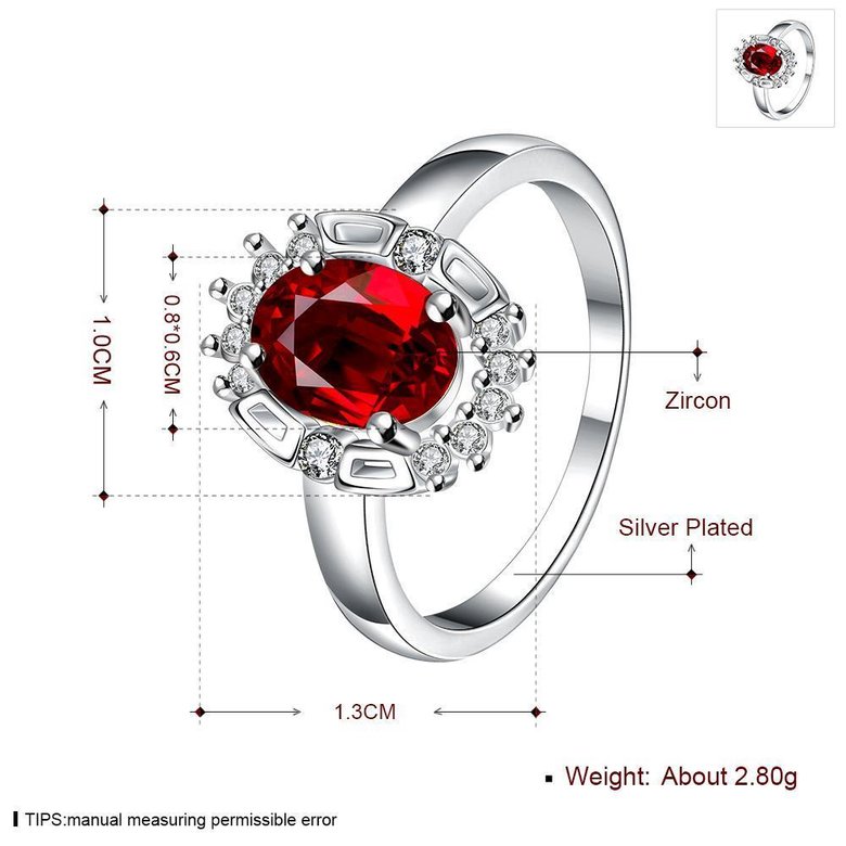 Wholesale Hot selling Female Ring from China Jewelry Red Round Circle Zircon Rings for Women Girl Jewelry Girlfriend Birthday Gift TGSPR458 4