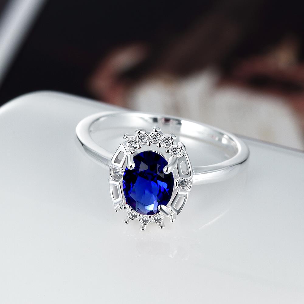 Wholesale Fashion Female Ring from China Jewelry blue Round Circle Zircon Rings for Women Girl Jewelry Girlfriend Birthday Gift TGSPR459 0