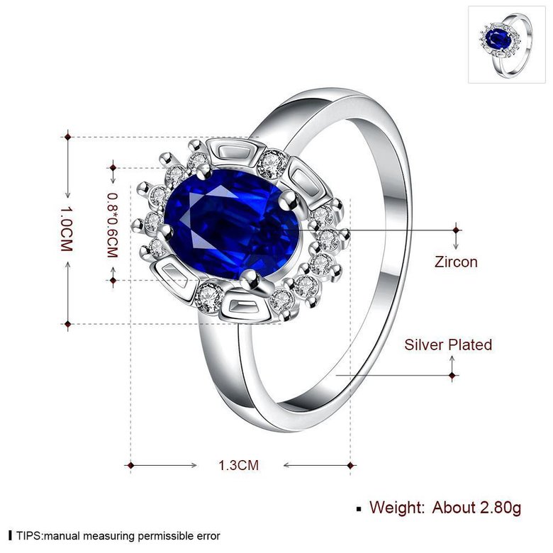 Wholesale Fashion Female Ring from China Jewelry blue Round Circle Zircon Rings for Women Girl Jewelry Girlfriend Birthday Gift TGSPR459 3