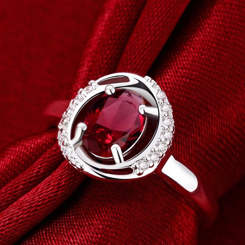 Wholesale Fashion Female Ring from China Jewelry Red Round Circle Zircon Rings for Women Girl Jewelry Girlfriend Birthday Gift TGSPR465 3