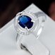 Wholesale Fashion Female Ring from China Jewelry blue Round Circle Zircon Rings for Women Girl Jewelry Girlfriend Birthday Gift TGSPR467 0 small