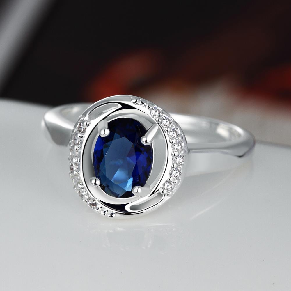 Wholesale Fashion Female Ring from China Jewelry blue Round Circle Zircon Rings for Women Girl Jewelry Girlfriend Birthday Gift TGSPR467 3