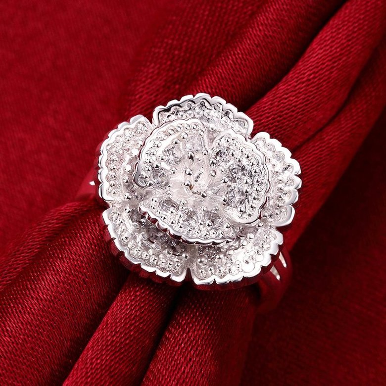 Wholesale Fashion wholesale jewelry from China Cubic Zirconia Flower Design For Women Ring Romantic Anniversary Birthday Gift  TGSPR477 3