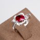 Wholesale Multicolor Women's Rings Elegant Silver Plant Red Glass Ring Jewelry Ring Wedding Party Christmas Gift TGSPR002 2 small