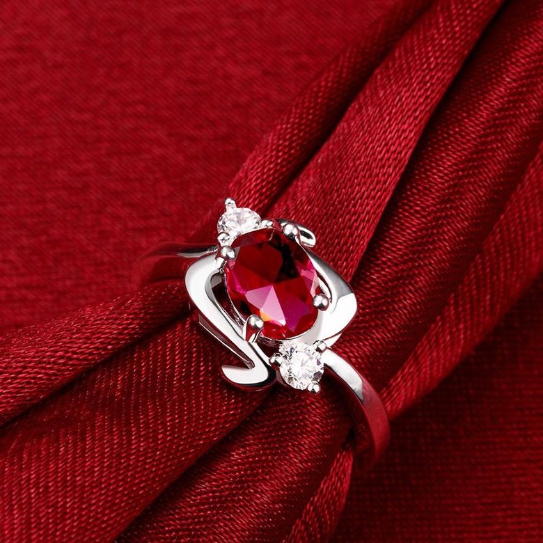 Wholesale Multicolor Women's Rings Elegant Silver Plant Red Glass Ring Jewelry Ring Wedding Party Christmas Gift TGSPR002 3