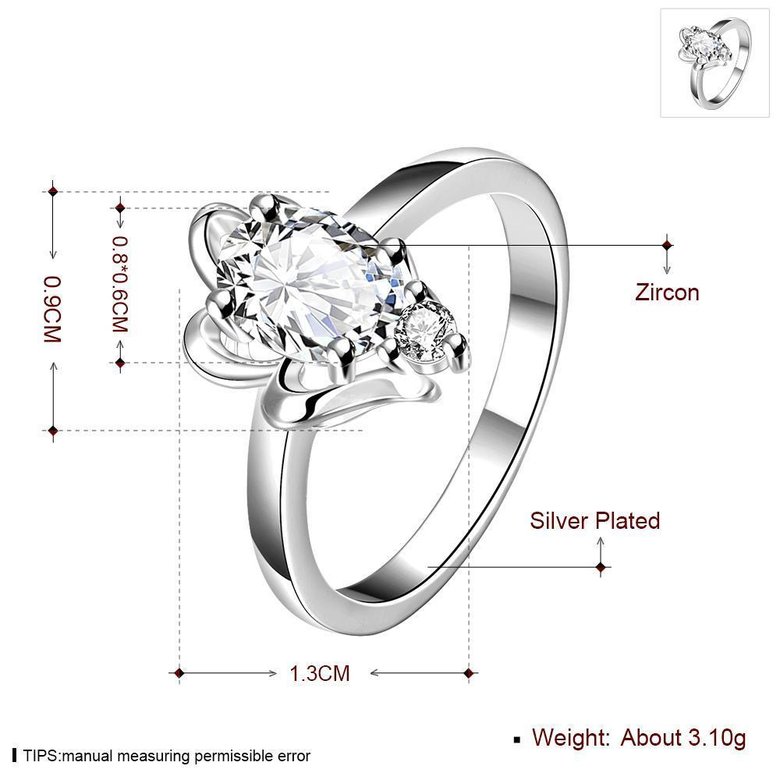 Wholesale Romantic Classical Female AAA Crystal white Zircon Stone Ring Silver color Finger Ring Promise Engagement Rings for Women TGSPR518 0