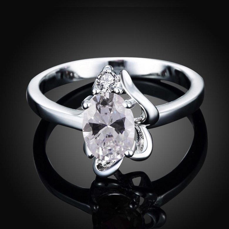 Wholesale Romantic Classical Female AAA Crystal white Zircon Stone Ring Silver color Finger Ring Promise Engagement Rings for Women TGSPR518 1
