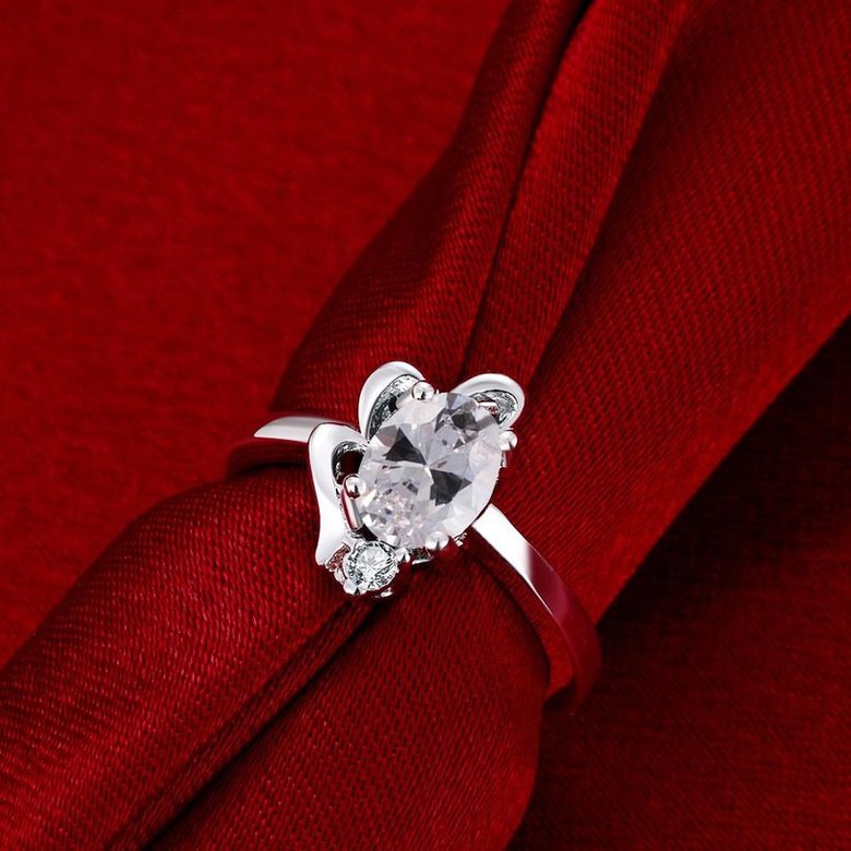 Wholesale Romantic Classical Female AAA Crystal white Zircon Stone Ring Silver color Finger Ring Promise Engagement Rings for Women TGSPR518 2