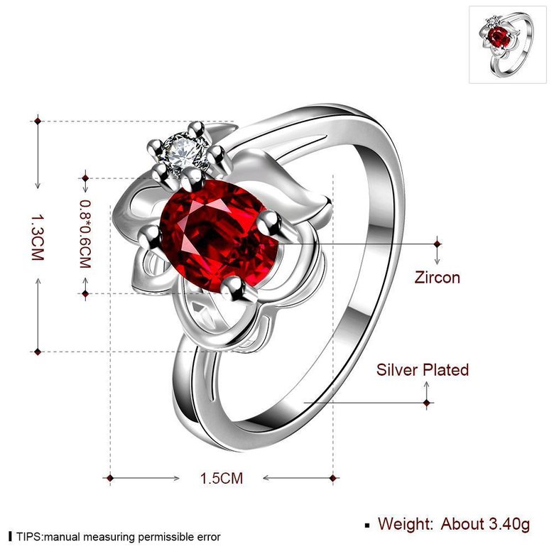Wholesale Romantic Classical Female AAA Crystal red Zircon Stone Ring Silver color Finger Ring Promise Engagement Rings for Women TGSPR524 0