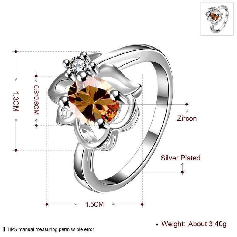 Wholesale Fashion jewelry from China Romantic Classical champagne Zircon Ring Silver color Finger ring Promise Engagement Rings for Women TGSPR526 0