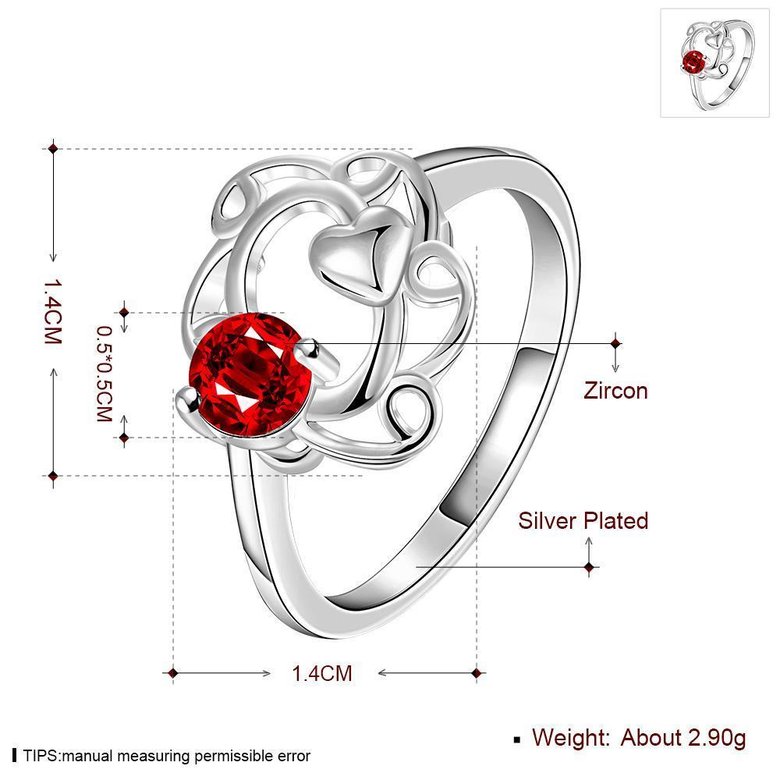 Wholesale Romantic Classical Female AAA Crystal red Zircon Stone Ring Silver color Finger Ring Promise Engagement Rings for Women TGSPR546 0